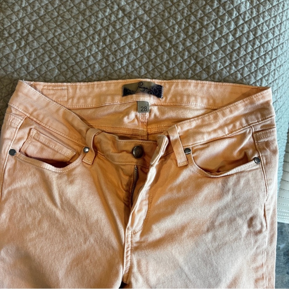 Paige Low Rise Skinny Jeans Light Orange/Peach